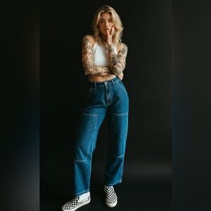 P&Co 304 Albion Carpenter Pants in washed denim